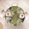 thumbnail image 4 of Ambesonne Floral Fitted Round Tablecloth, Abstract Art Style Asters, 56"- 60" Diameter, Mustard Khaki Black, 4 of 5