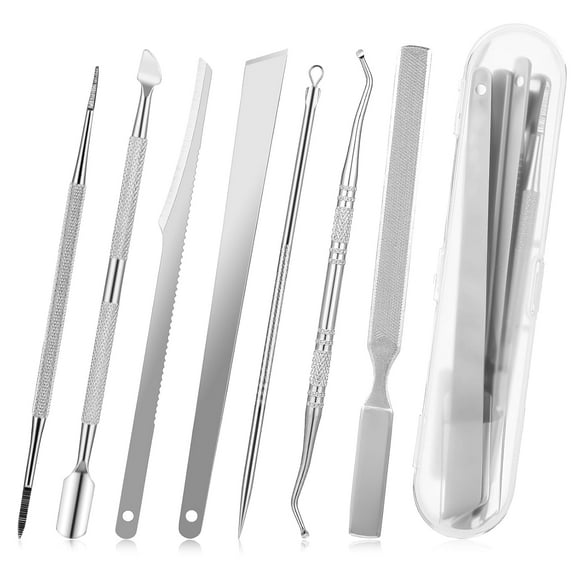 XD4-7Pcs Ingrown Toenail Removal Kit, Professional Surgical Ingrown Toenail File and Lifters, Stainless Steel Under Nail Cleaner, Manicure Treatment Pedicure Tools for Feet*04