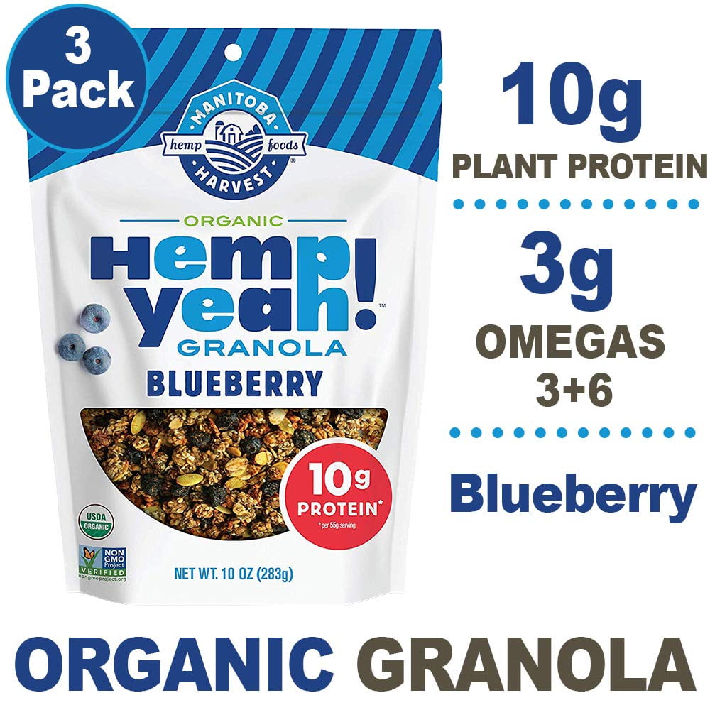 Manitoba Harvest Hemp Yeah! Granola, Blueberry, 10oz, with 10 g of