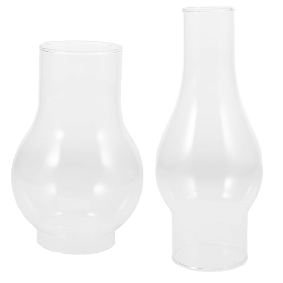 FELTECHELECTR 2Pcs Oil Lamp Cover Replacement Cylindrical Clear Glass for Home Decoration and Kerosene Lamps