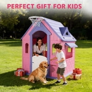 Redsmile Playhouse for Kids,Kids Playhouse with Basketball Ring Toss Play and DIY Stickers, Activity Center Game House for Indoor Outdoor,Gift for Girls Boys
