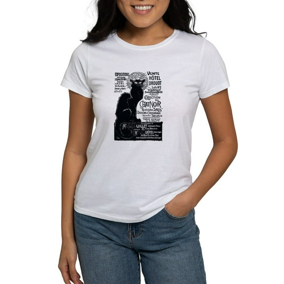 CafePress - Chat Noir Cat T Shirt - Women's Classic T-Shirt