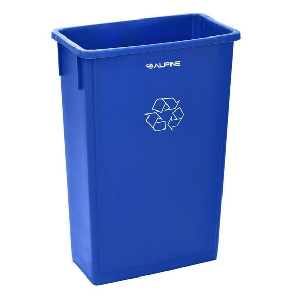 Alpine Industries 23 Gallon Slim Trash Can - Compact Garbage Bin - Wide Open Top Slender Durable Plastic Waste Container Ideal for Homes Offices and Other Commercial Space (Blue)