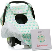 Sho Cute - [Reversible] Carseat Canopy | All Season Car Seat Covers Boy or Girl | 100% Cotton | Mint Arrows | Unisex Mint Green Teal & Grey | Universal Fit