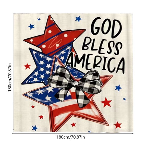 Fmbmuo Patriotic Shower Curtain 72x72 Inch Waterproof Heavy-Duty Polyester Bathroom Curtain with 12 Hooks Home Decor,Multicolor