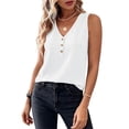 thumbnail image 6 of LEAVINGSUO Tank Tops for Women Summer Sleeveless V-neck Imitation Linen With Blouse Shirt White S, 6 of 8