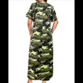 thumbnail image 2 of Vestido Camisero Informal de Verano para Mujer, Holgado, de Corta, Estilo Camuflaje, con Bolsillo Verde S, 2 of 8