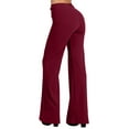 thumbnail image 2 of J. METHOD Women’s High Waisted Sailor Bell Bottom Elastic Waist Long Pants Made in USA NEWP44 Burgundy XL, 2 of 5