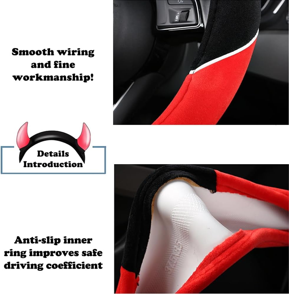 Non-Slip Plush Car Steering Wheel Cover 38 CM Steering Wheel Covers Protector Car Interior Accessories for Women, Purple