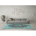 thumbnail image 3 of Ahgly Company Indoor Square Medallion Light Blue Traditional Area Rugs, 7' Square, 3 of 4