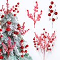 thumbnail image 2 of Campanas de lana blancas y rojas, ramas de bastón de caramelo para decoración de árbol de Navidad, manualidades para el hogar, florero, corona, decoraciones navideñas, 1/2 Uds., 2 of 4