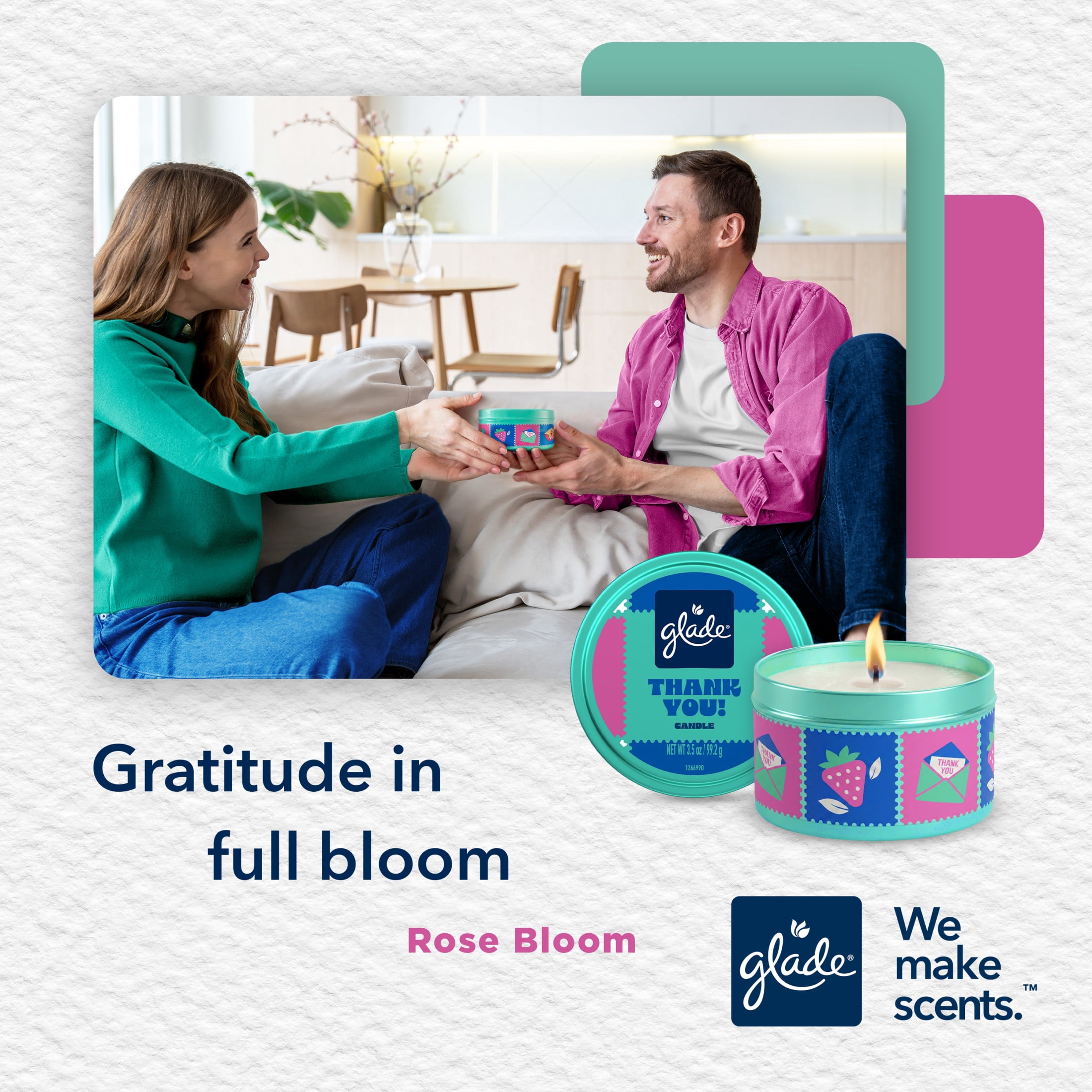 Glade Tin Candle ‘Thank You’ Rose Bloom