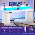 thumbnail image 6 of 55" Standing Desk with LED Lights and Storage, Modern Fluted Stand Up Desk, Height Adjustable Home Office Desk, 6 of 7