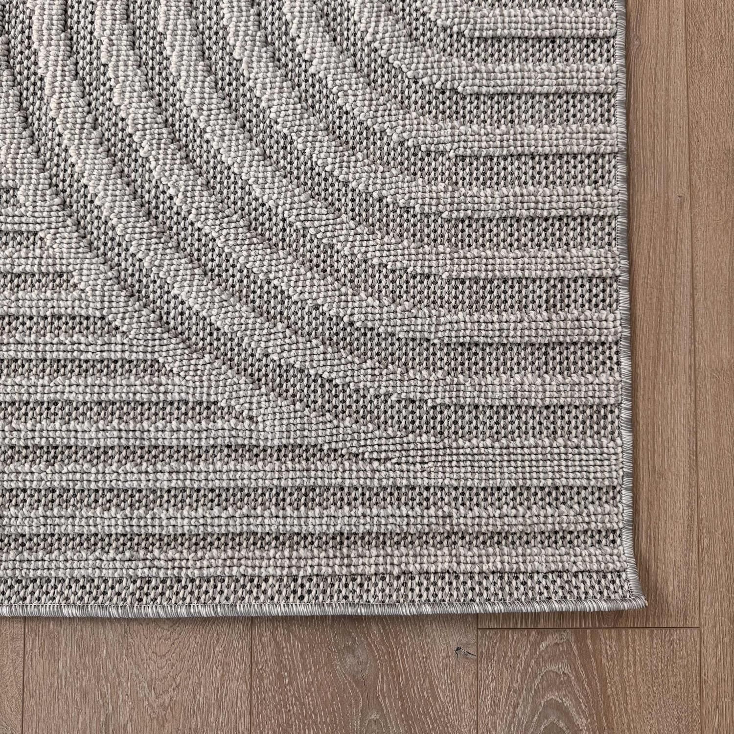 Rug Branch Hogar Abstract Indoor Outdoor Area Rug, Grey Cream, Modern - Living Room
