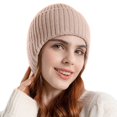 thumbnail image 4 of Resicozy Women Warm Baseball Beanie Hat with Earflap Winter Knitted Caps Thicken Plush Lined Skull Ski Hat Pink, 4 of 6