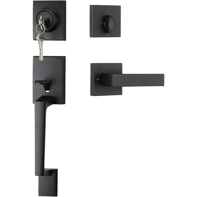 Ensemble Poignée de Porte avant et Pêne Dormant Poignée de Porte d'Entrée et Pêne Dormant avec Levier de Poignée Réversible Ensemble de Serrure de Porte avant Poignées et Serrures de Porte Extérieures