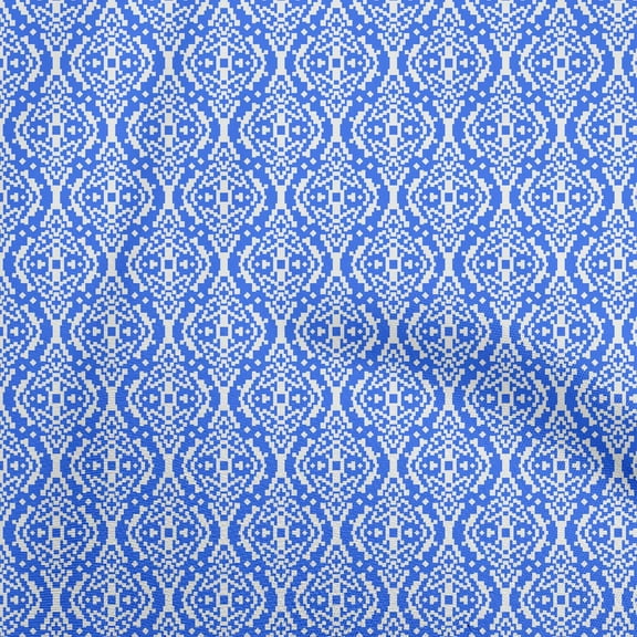 oneOone Polyester Spandex Blue Fabric Geometric Sewing Material Print Fabric By The Yard 56 Inch Wide