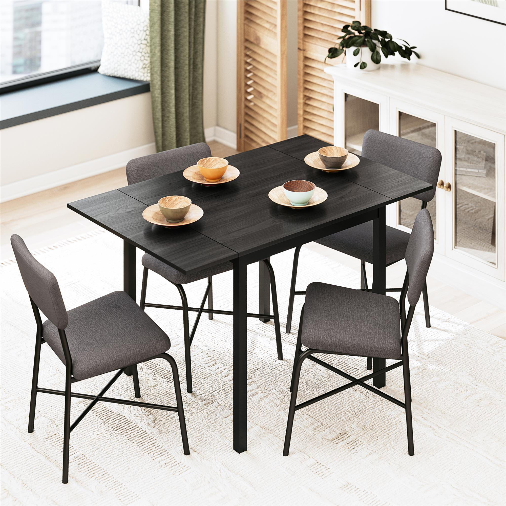 Mainstays 3-Piece Drop Leaf Table and Dining Chair Set, Black