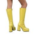 thumbnail image 1 of Dakaela Knee High Boots Women Chunky Heel Square Toe Platform Tall Boot Side Zipper Motorcycle Riding Fashion Booties, 1 of 7