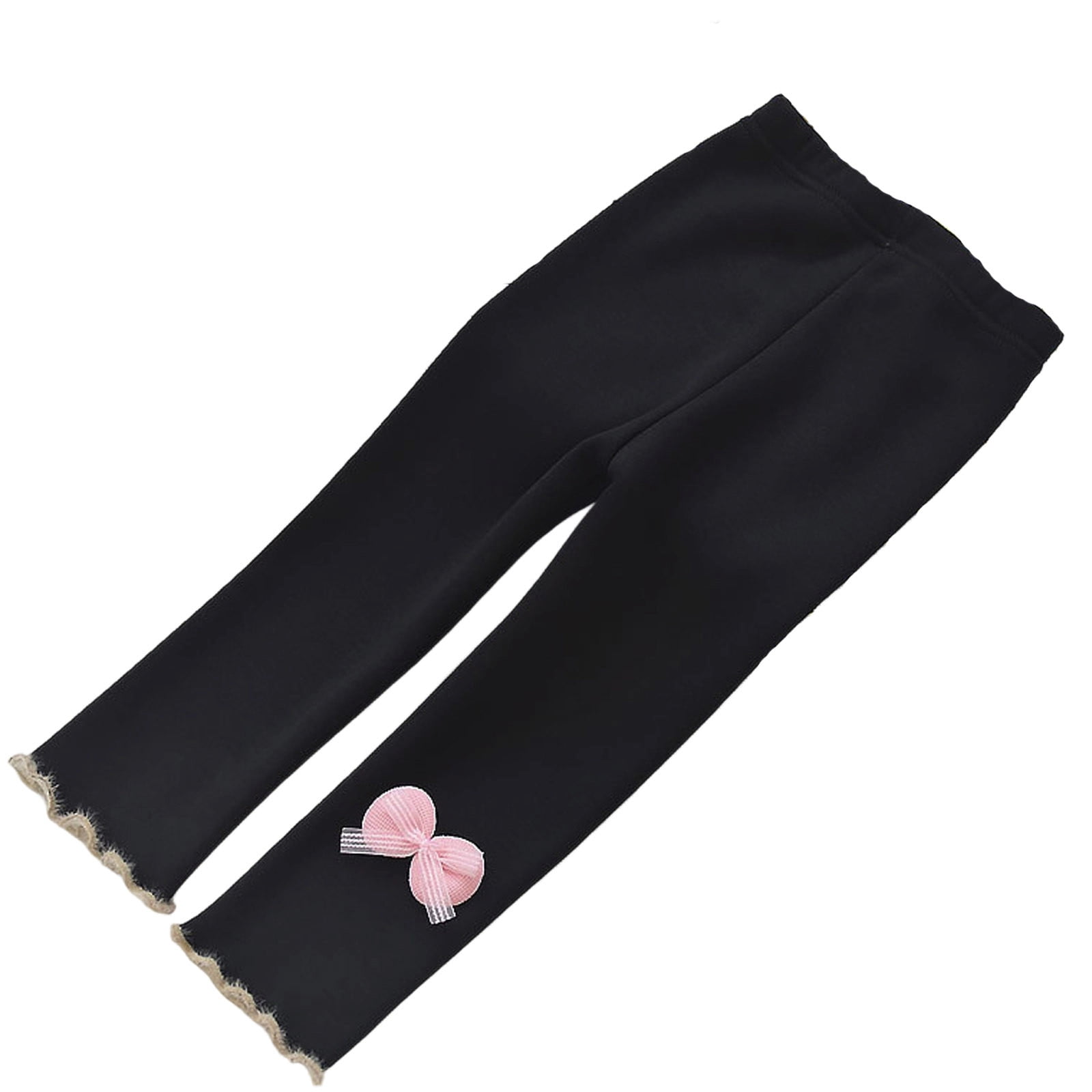Tfken Leggings Little Girls Relaxed Slim Straight Bow Print Leggings Pants Black Size 4-5 Years