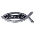 thumbnail image 1 of Christian Fish John 3:16 Verset Emblème Chrome, 1 of 4