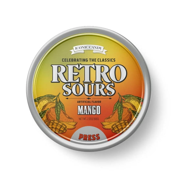 Retro Sours Tin Can – Mango (1 Pack) - Classic Hard Candy in Bold Fruity Flavor