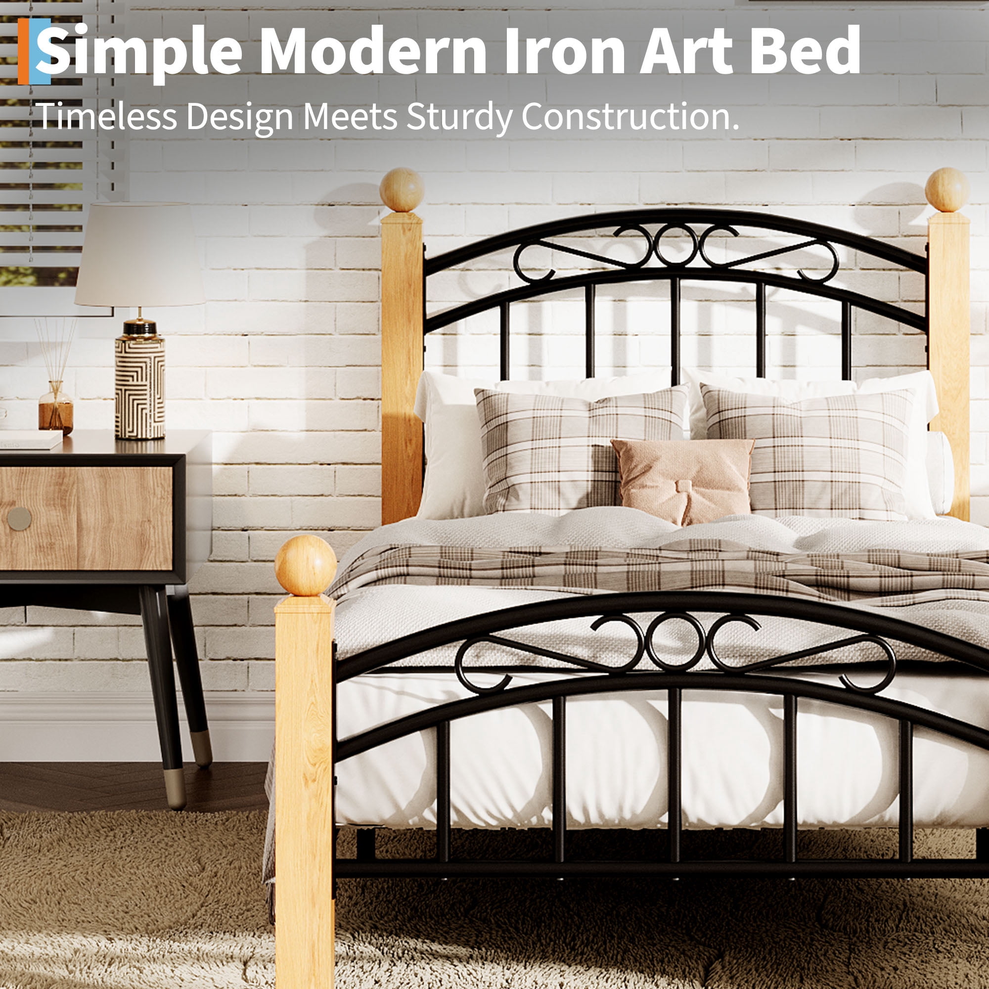 Twin/Full/Queen/King Size Platform Bed Frame with Headboard, 10-Inch Under-Bed Storage, Metal & Noise-Free Design, No Box Spring Needed
