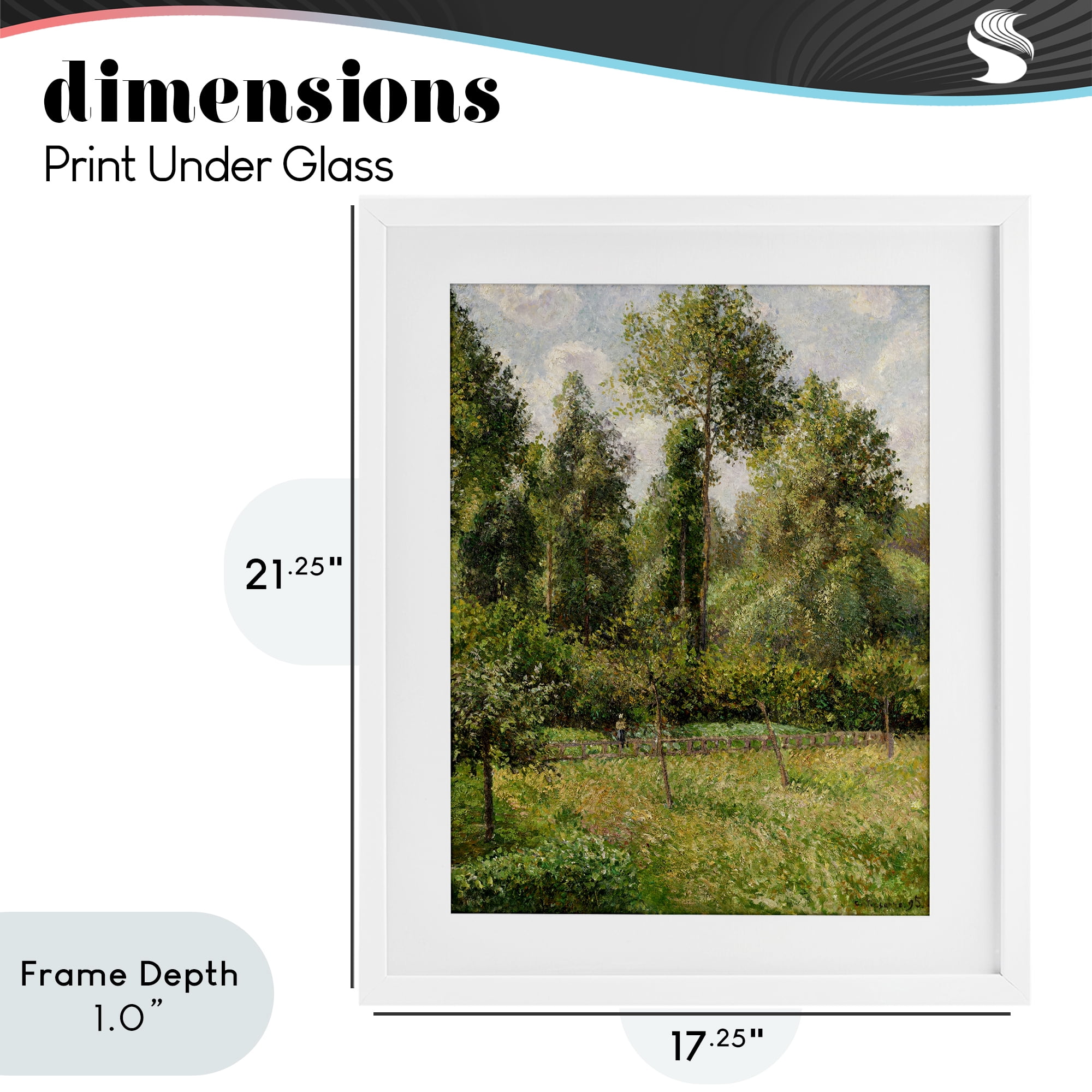 Stupell Industries Poplars Classic Landscape White Framed Print Under Glass, design by Camille Pissarro