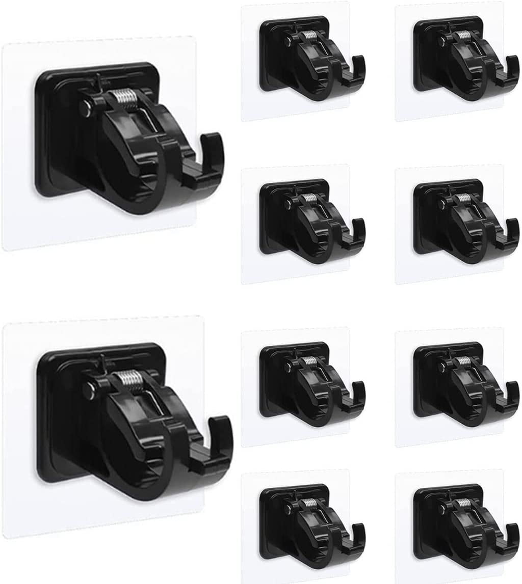 10 Pcs Self Adhesive Curtain Rod Bracket,No Drill Rod Holder Wall