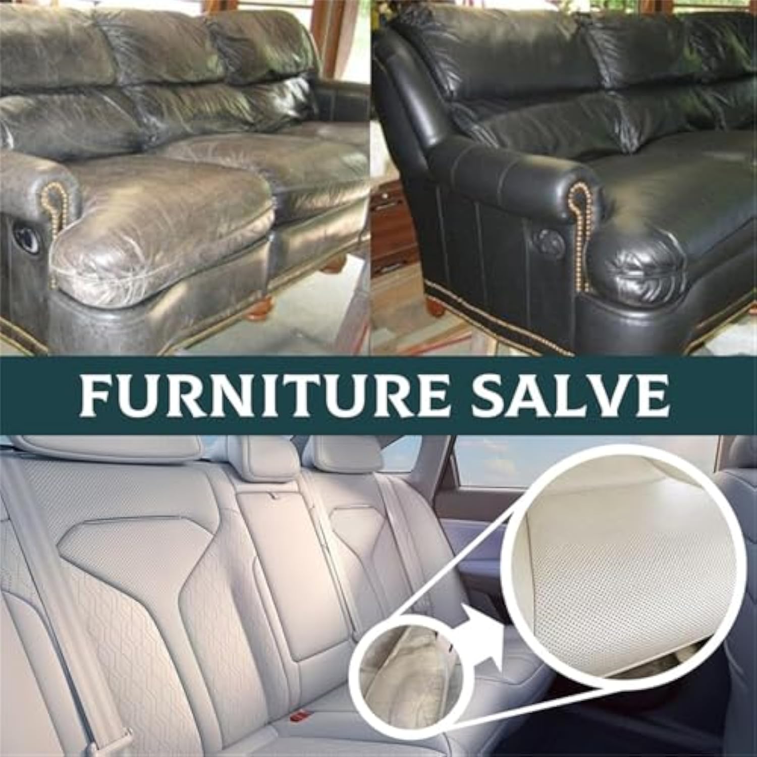 Bare Minimum, Bare Minimum Leather Repair Cream, Bare Minimum Life Leather, Leather Repair Cream with Free Brush, Leather Salve, Leather & Wood Furniture Repair Salve, Household Furniture Salve (2ps)