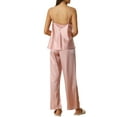 thumbnail image 3 of Unique Bargains Womens Satin Cowl Neck Cami Top with Long Pant Loungewear Pajama Set Pink L, 3 of 7