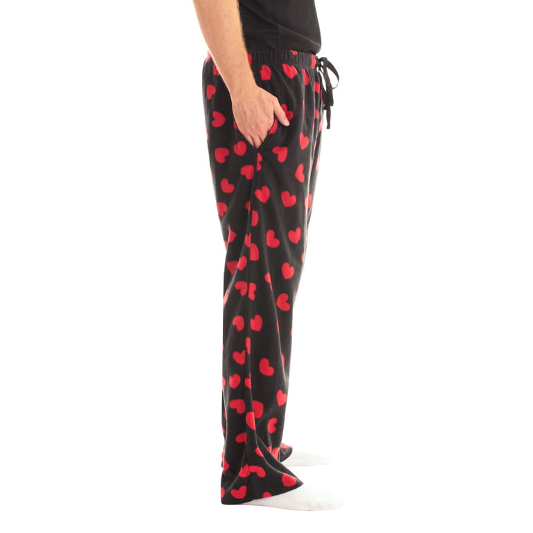 followme Polar Fleece Pajama Pants for Men Sleepwear PJs (Red Hearts,  XX-Large) 