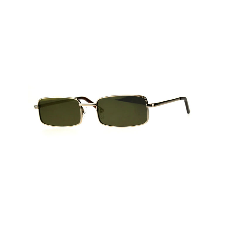 SA106 Mens Retro Vintage Narrow Rectangular OG Mirror Lens Sunglasses All Gold, Men's, Size: One Size