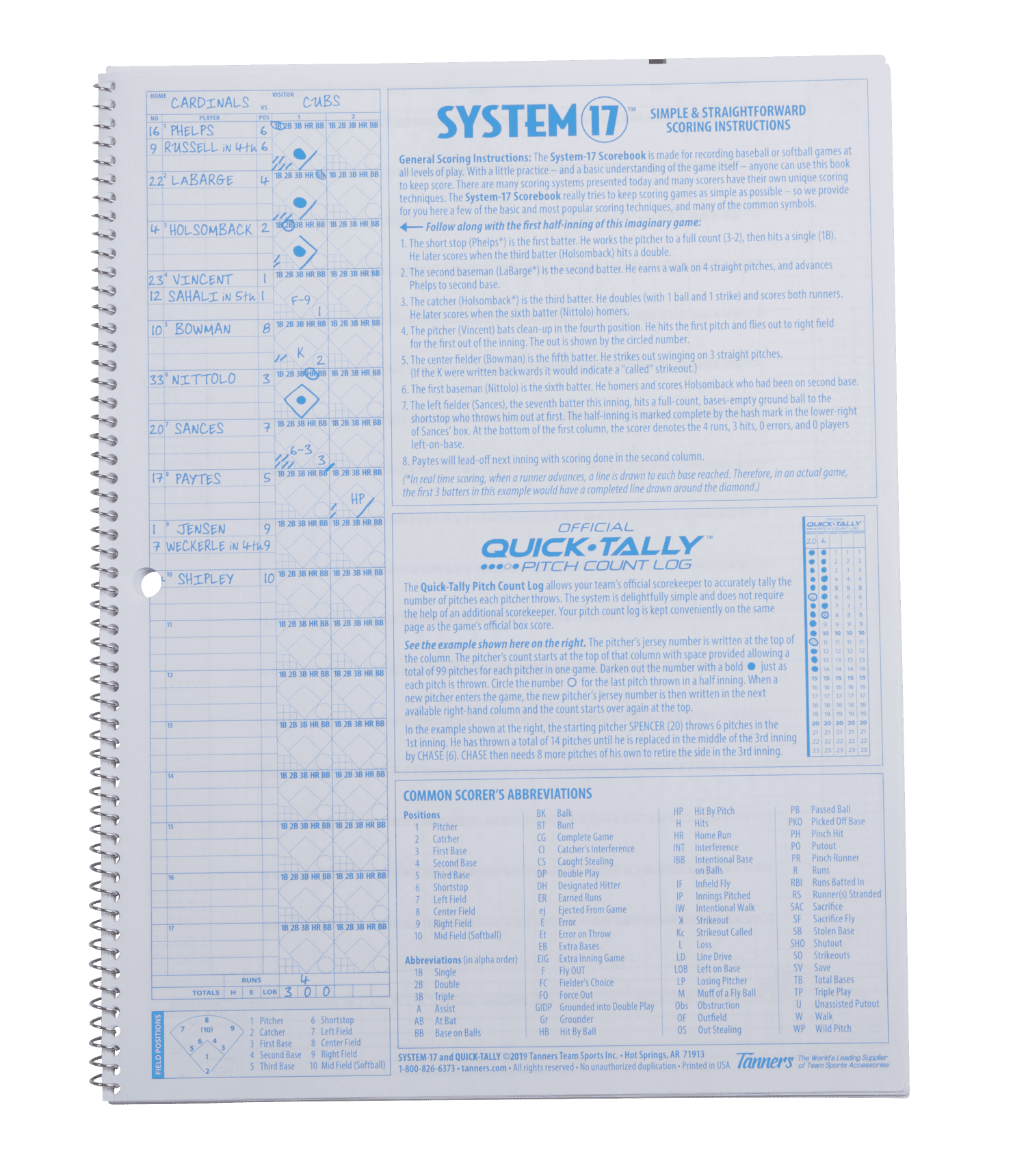 Rawlings Official System-17 Baseball & Softball Scorebook (9 Innings, 17  Players)