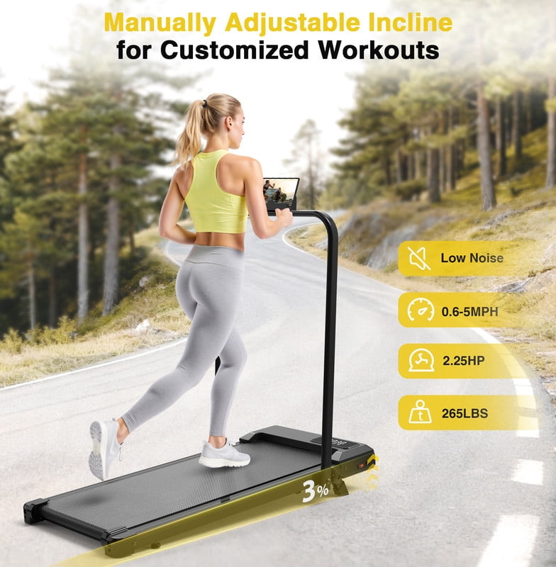Redliro 2 in 1 Walking Pad Treadmill with Incline, Under Desk Treadmill with LED Display & APP for Home Office