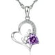 thumbnail image 5 of Collar con colgante de corazón de amatista y diamante para mujer (1 collar), 5 of 5