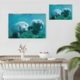 thumbnail image 3 of ADALE Underwater Sea Animal Manatee Poster Canvas Picture Printing Wall Art Decor Living Room Bedroom Background Art Framed 12x16 Inch, 3 of 6