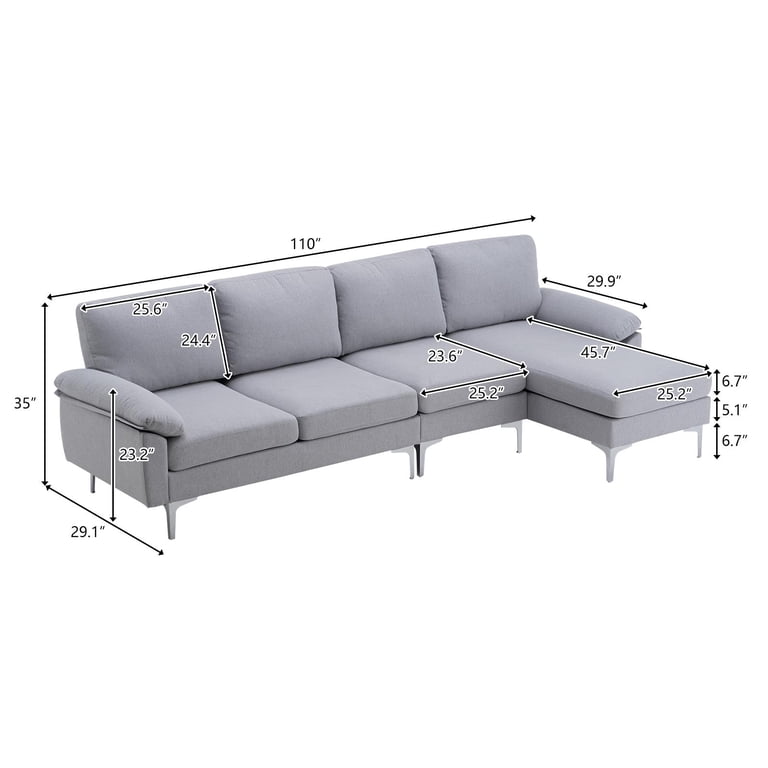4 Seater L Shaped Sofa Dimensions | Baci Living Room