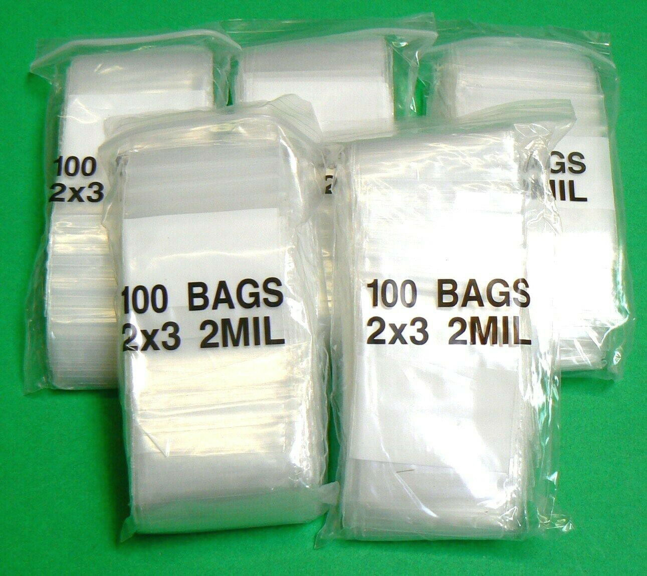50 Pack 3" x 4" Reclosable Clear Plastic Zipper Bags with White Block 4 Mil 