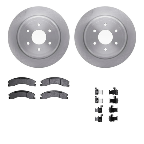 Dynamic Friction Company Rear Brake Rotors with Ultimate Duty Performance Brake Pads includes Hardware 6412-67025