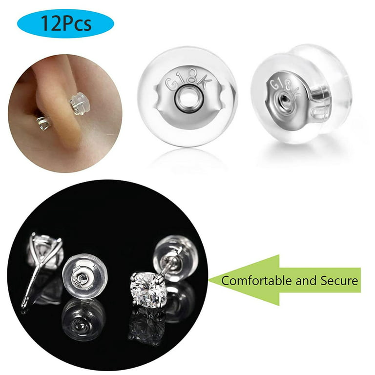 12X Locking Secure Earring Backs For Studs, Silicone Backs Earring