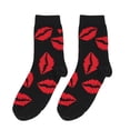thumbnail image 2 of Valentine‘s Day Gift Socks, Heart Pattern Knit Crew Socks for Her/Him, Cozy Present for February 14th, Anniversary & Love D 1pcs, 2 of 3