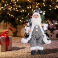 thumbnail image 1 of Figurine de Père Noël Debout sur une Grille d'Eau avec Épinette Vert et Baies Rouges pour l'Hiver, 1 of 5