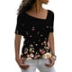 thumbnail image 2 of Moda mujer Casual pantalones cortos manga cuello sesgado impreso señoras Tops blusa Pompotops ulkah936789, 2 of 4