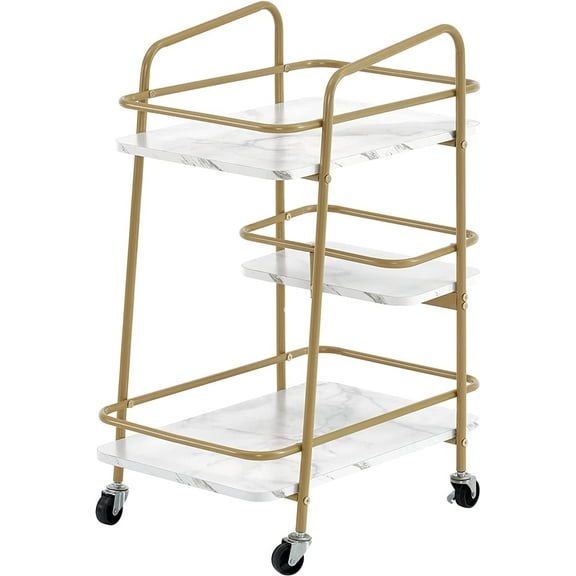 BarberPub 3-Tier Utility Cart with Storage Shelf