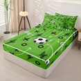 thumbnail image 3 of Homewish Green Soccer GOAL Zipper Twin Comforter Sets with Fitted Sheet and 2 Pillowcases, Lighnting Zipper Bedding Set for Boys and Girls, Black Reversible, 4pcs, 3 of 6