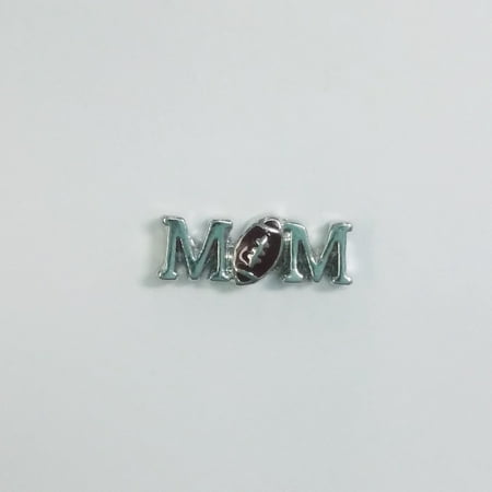 Sports Mom Charm - 1 PC - Football Mom Sports Enamel Silver Charm for Floating Locket Jewelry F0104