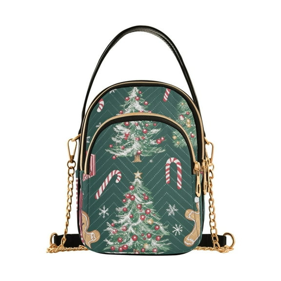 FORMRS Crossbody Bag for Women Shoulder Cell Phone Purse with Zipper, Red Christmas Gingerbread