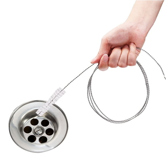 Flexible Drain Brush - Extra Long Nylon Cleaner with Stainless Steel Handle for Fridge & Sink Tubes(59in)