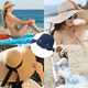 thumbnail image 4 of Sombrero de paja para mujer, gorra de sol de playa de ala ancha, plegable, grande, flexible, papel Natural trenzado, 4 of 5